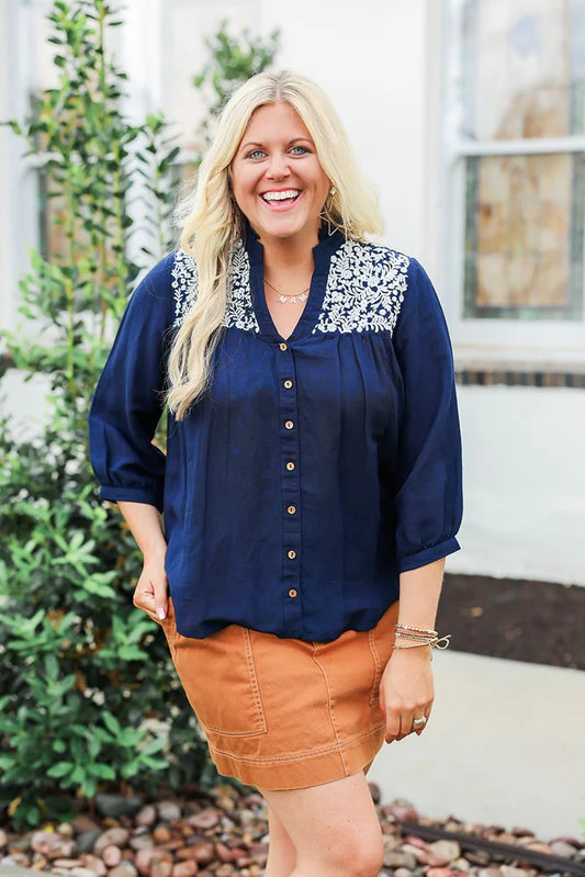 Jane Top -Navy/White