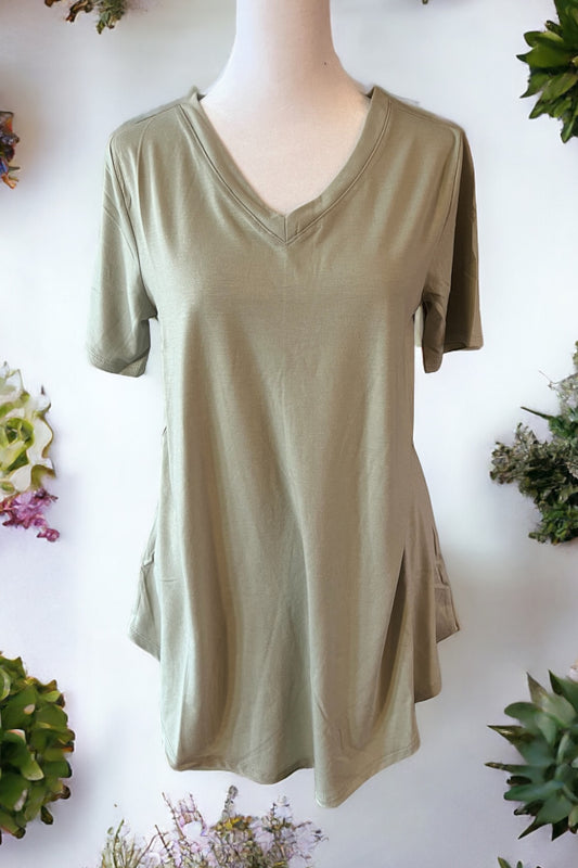 Green Top V Neck