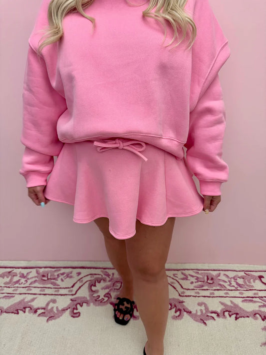 Knit Flared Skirt - Hot Pink