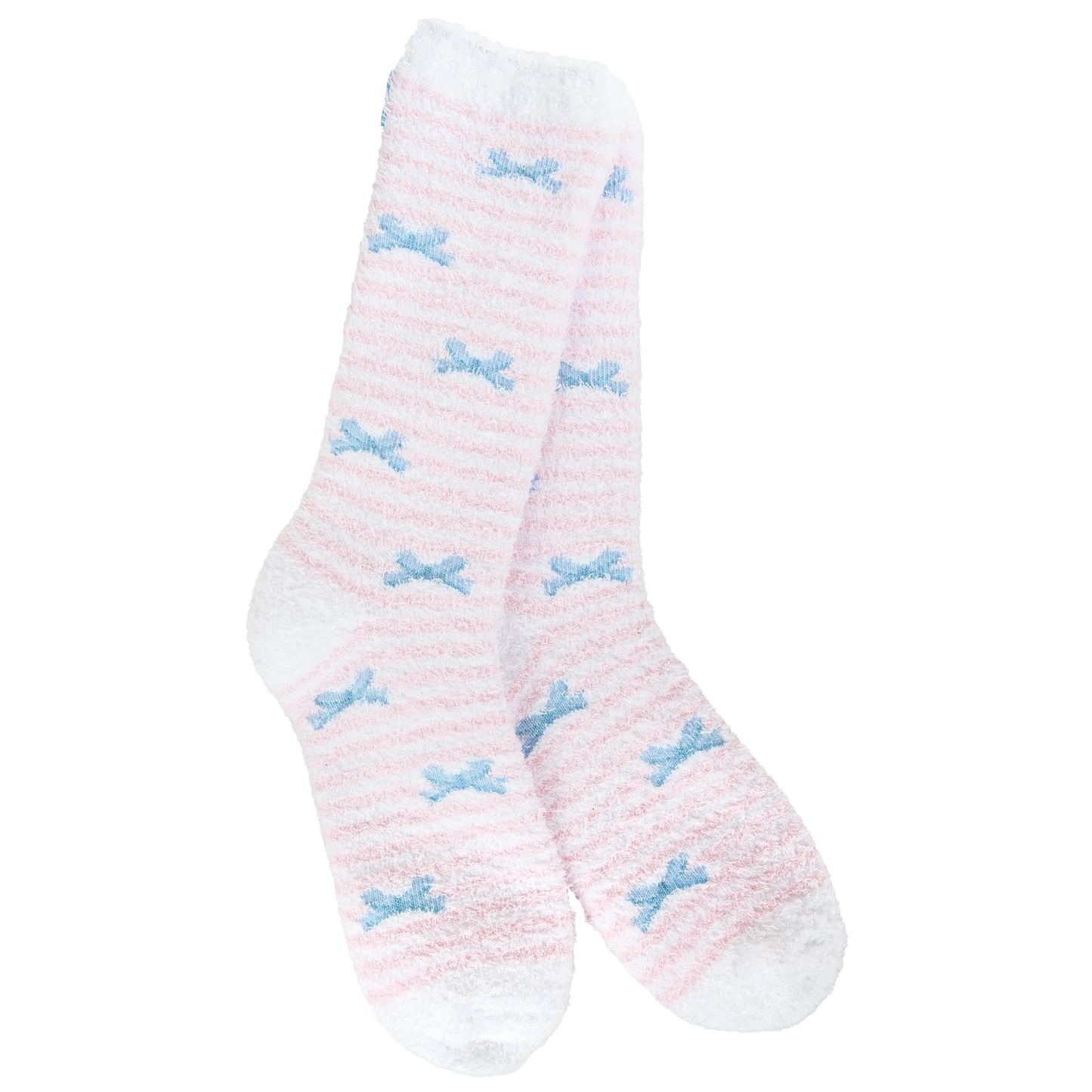 Ribbon Stripe Blue Bow Worlds Softest Socks