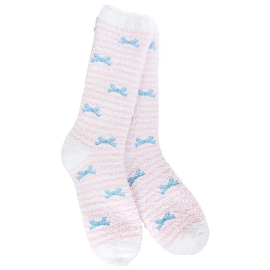 Ribbon Stripe Blue Bow Worlds Softest Socks