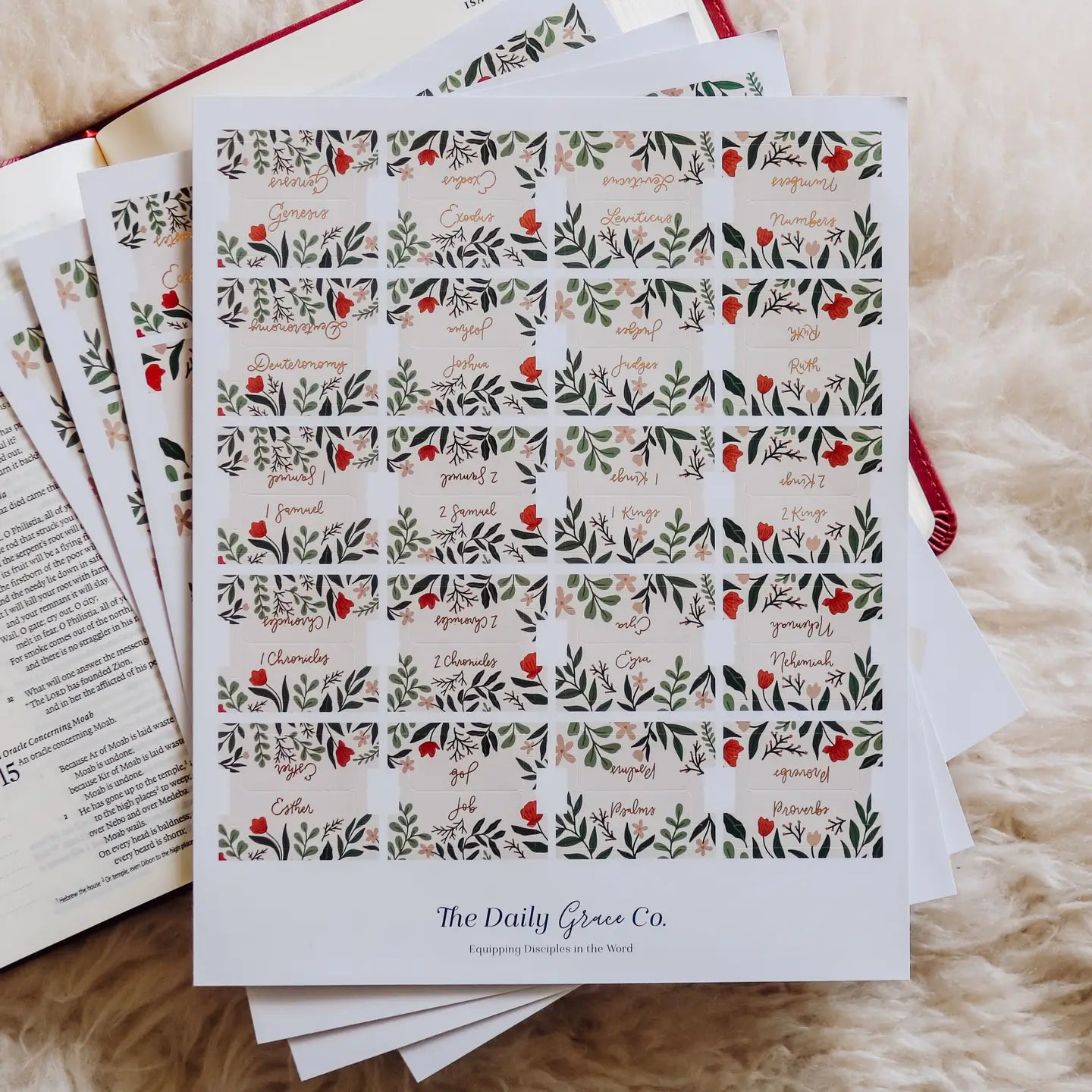 The Daily Grace Co Rust Floral Bible Tabs