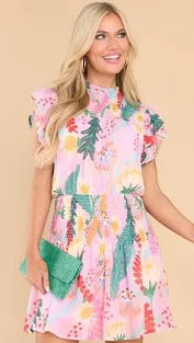 Happy Days Are In Pink Multi Print Dress