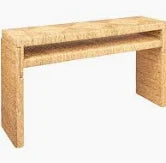 Hand-woven Water Hyacinth Wood Console Table