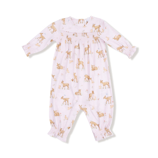Little Fawn Smocked Long Sleeve Romper