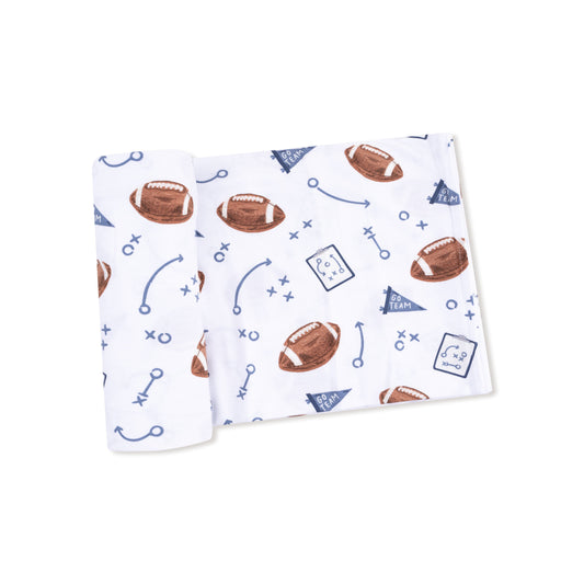 Touchdown Time Navy Swaddle Blanket