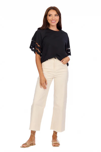 Levy Eyelet T-Shirt - Black