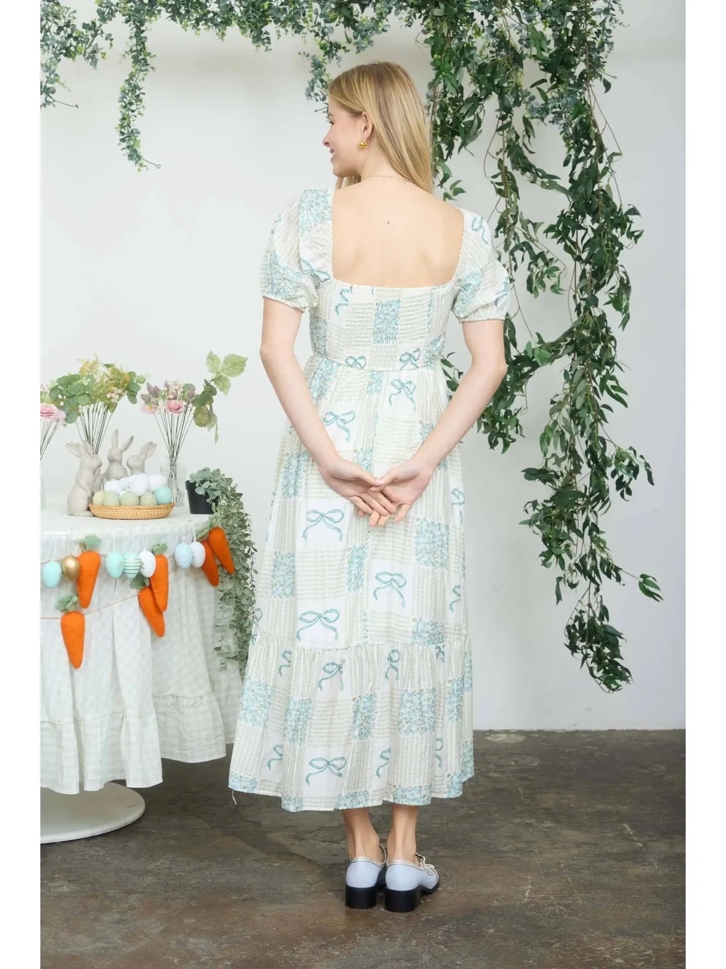 What A Dream Blue Bow Detail Midi Dress