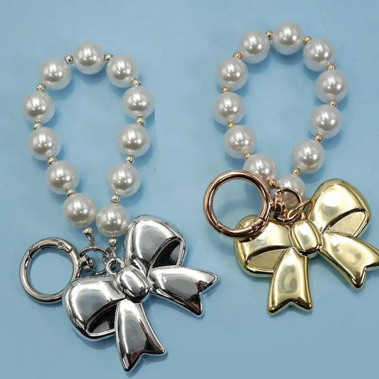 You Make My Heart Smile Silver Or Gold Pearl Bow Keychain
