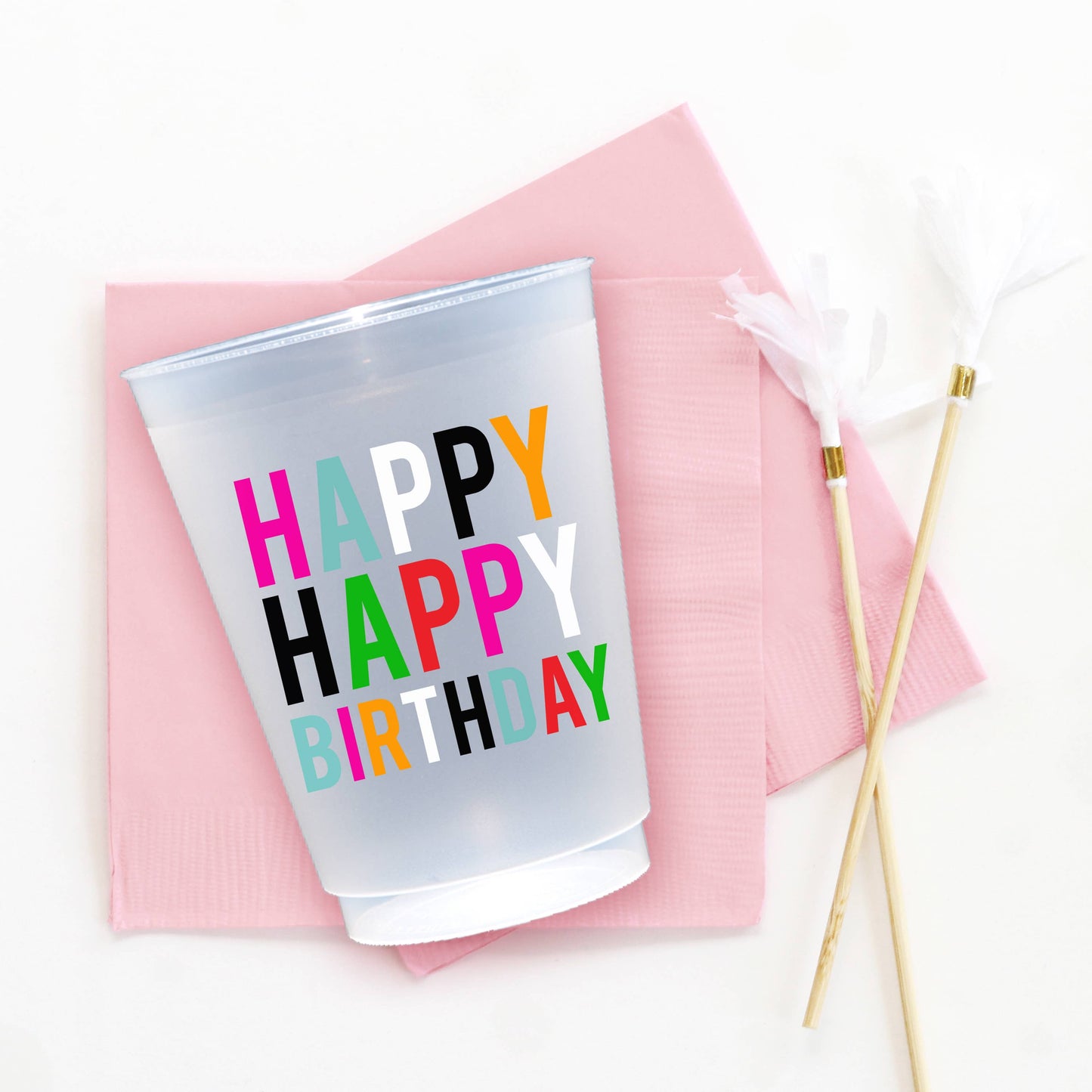 NEW! Happy Birthday Frosted Shatterproof Cups