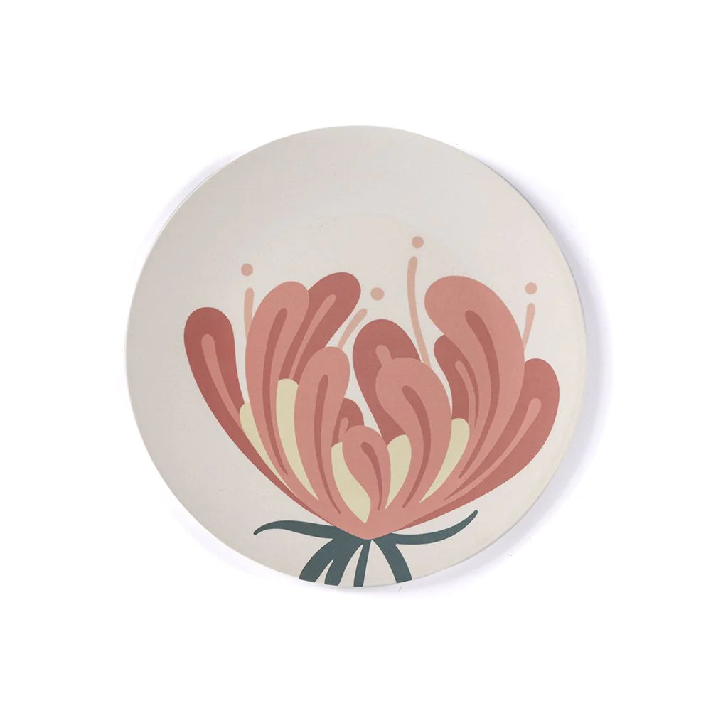 SET OF 4 FLOWER MELAMINE APPETIZER PLATE, PINK