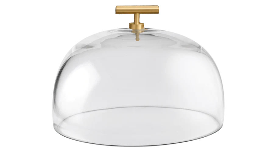 GLASS DOME | 6.5 INCHES | GOLD T HANDLE