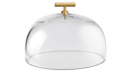GLASS DOME | 6.5 INCHES | GOLD T HANDLE