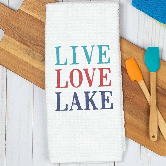 Live Love Lake Kitchen Towel, Lake House Dish Towel