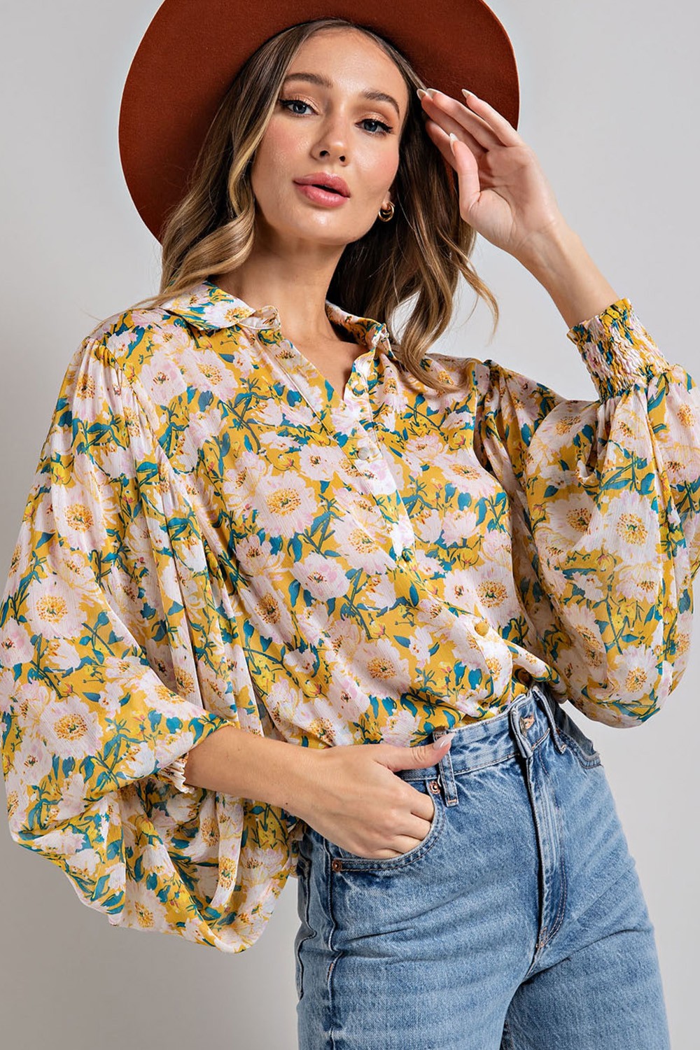 EESOME-FLORAL PRINT BLOUSE TOP