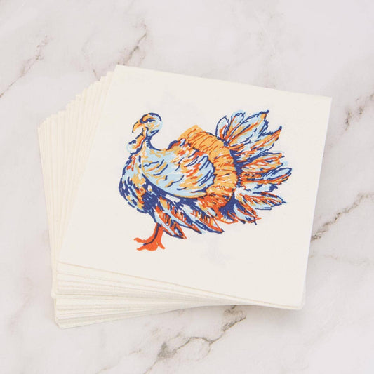 Wolterton Turkey Cocktail Napkins    Shell/Multi   5"