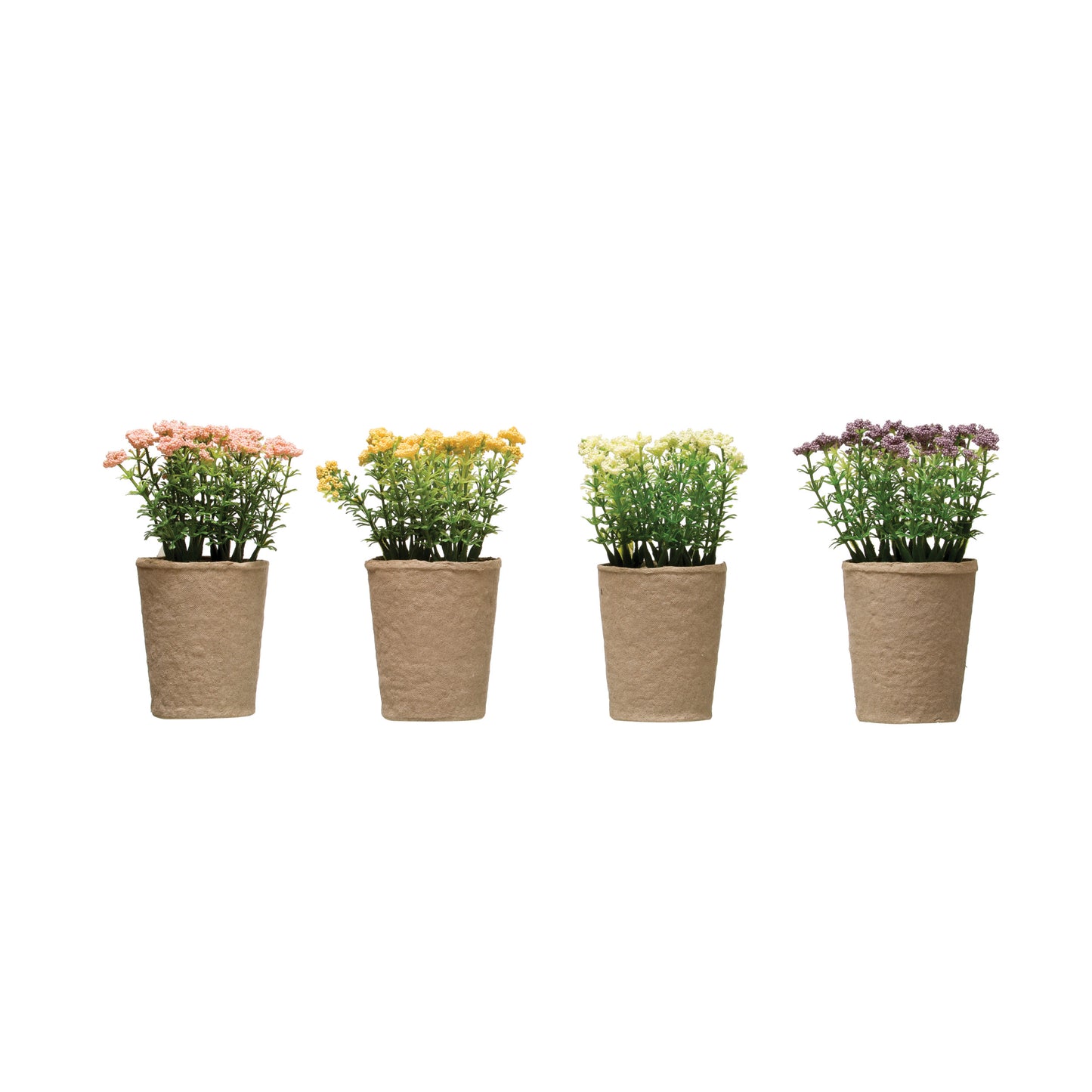 Faux Blooming Plant in Paper Pot, 4 Colors