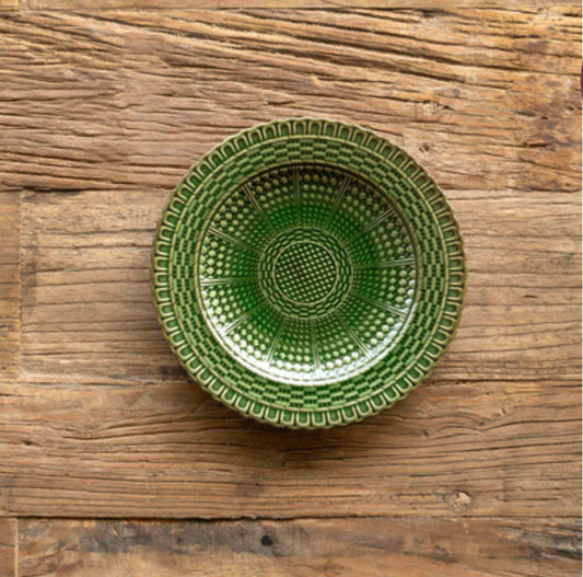 Green Glazed Basketweave Salad Plate