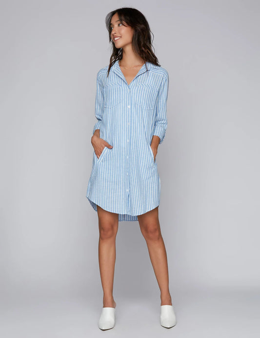 Button Up Blue/White Dress