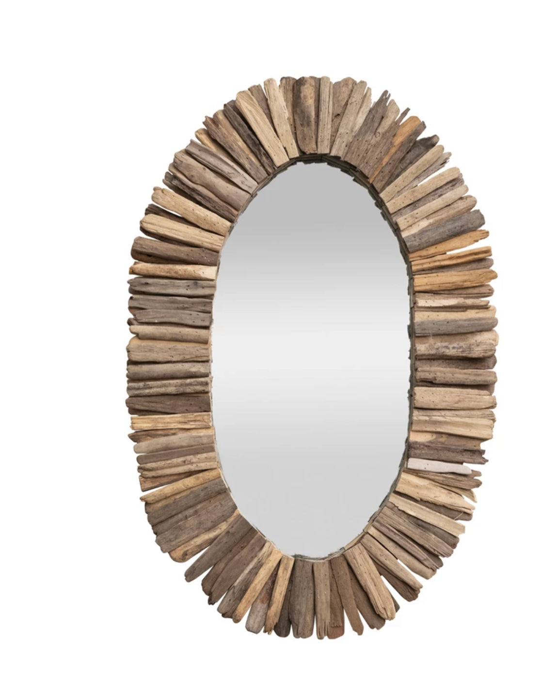 Handmade Driftwood Framed Mirror, Natural (Hangs Vertically & Horizontally)